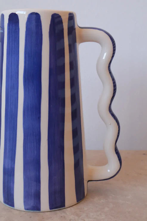 Ondula | Artisanal Vase | Handmade Ceramic | Majorelle Blue & White
