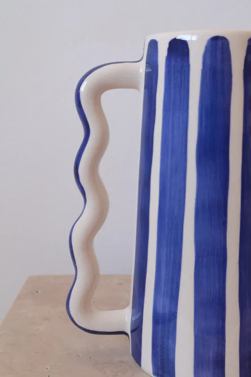 Ondula | Artisanal Vase | Handmade Ceramic | Majorelle Blue & White
