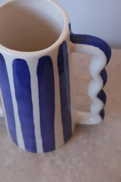 Ondula | Artisanal Vase | Handmade Ceramic | Majorelle Blue & White