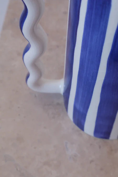 Ondula | Artisanal Vase | Handmade Ceramic | Majorelle Blue & White