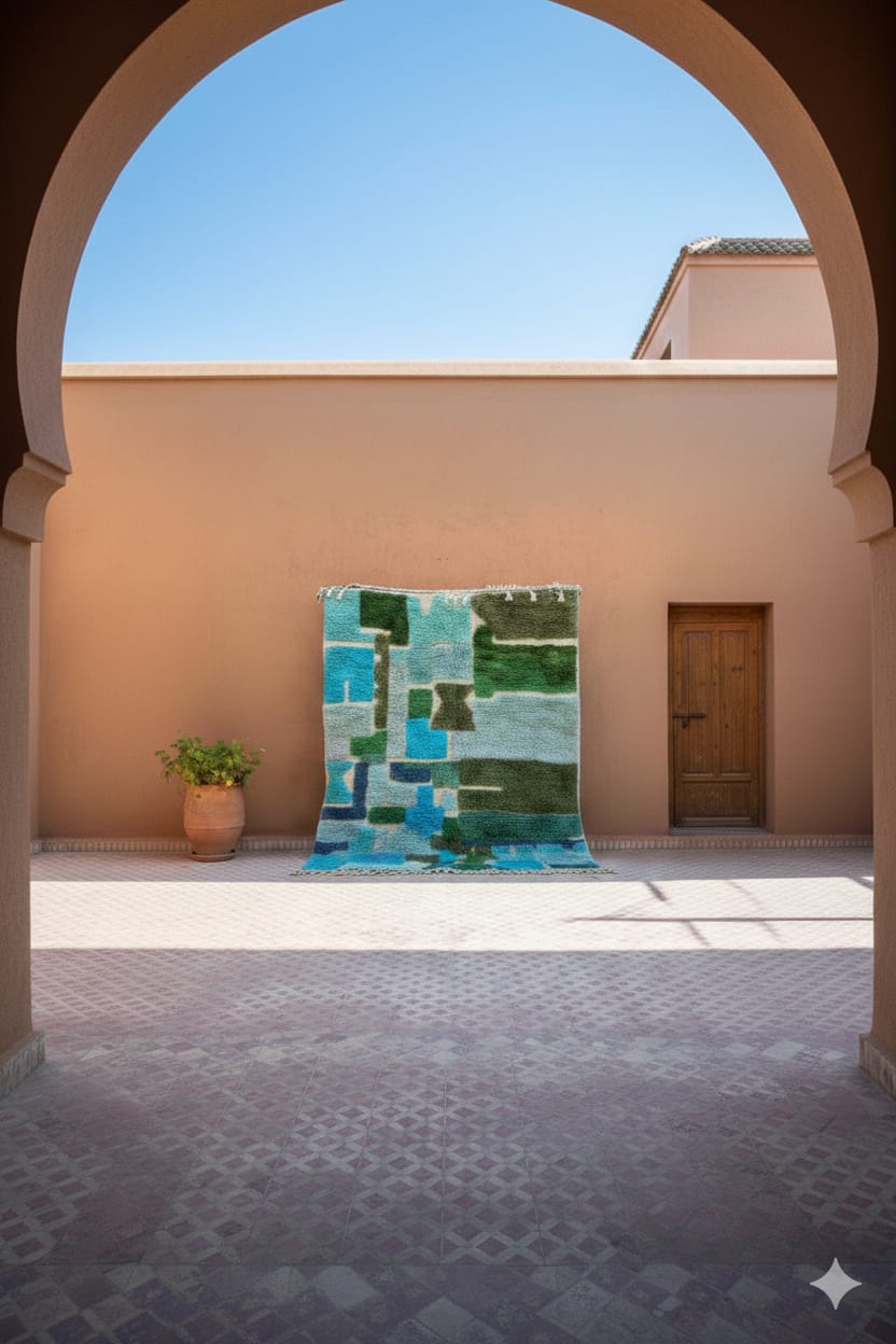 Azul | Handwoven Berber Rug | Beni Ourain Collection |( 227 x 220cm)