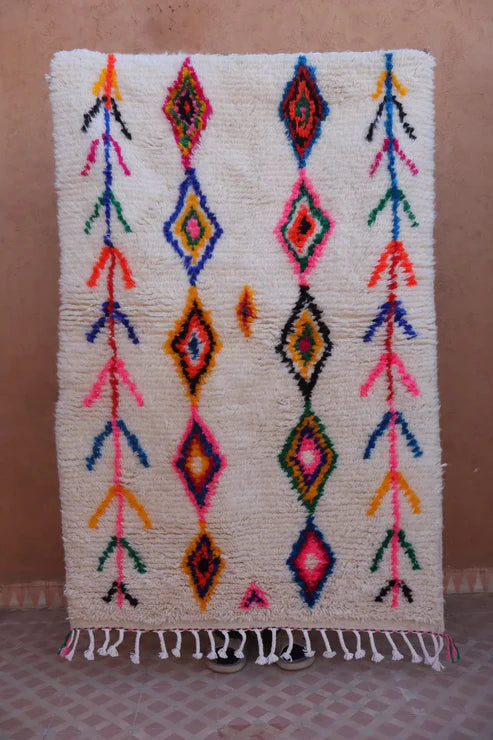 Berber Azilal Rug Colorful Fluo Multicolor Patterns - 160 x 97 cm