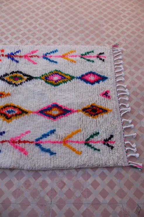 Berber Azilal Rug Colorful Fluo Multicolor Patterns - 160 x 97 cm