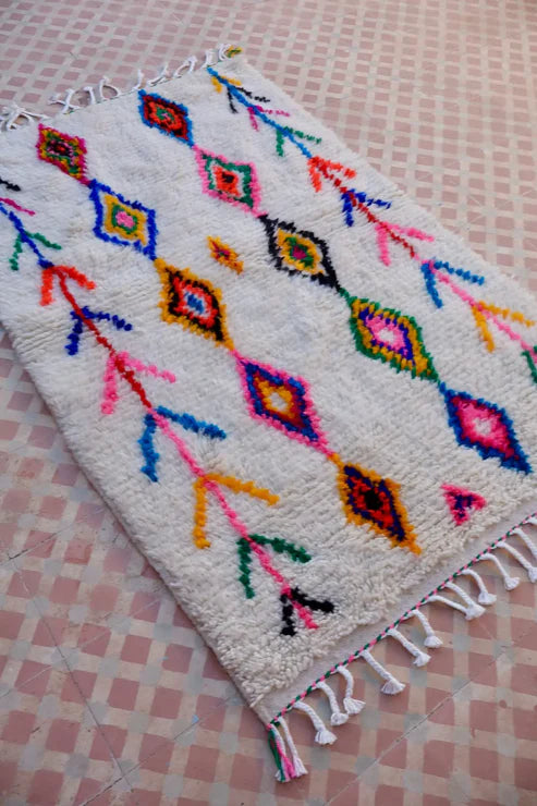 Berber Azilal Rug Colorful Fluo Multicolor Patterns - 160 x 97 cm