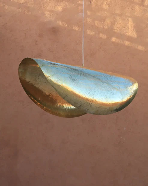 Golden Brass Lotus Leaf Suspension "NOOR" - Smooth